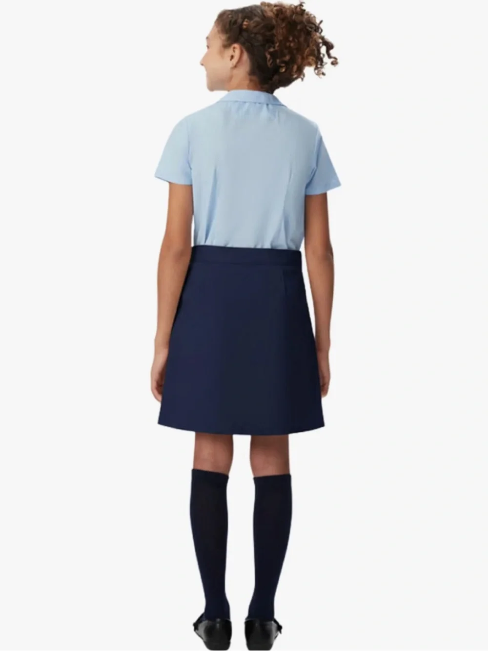 Pleated Adjustable-Waist Skirt - Navy